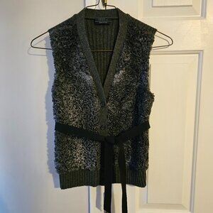 Prada Lamb fur vest with sash belt